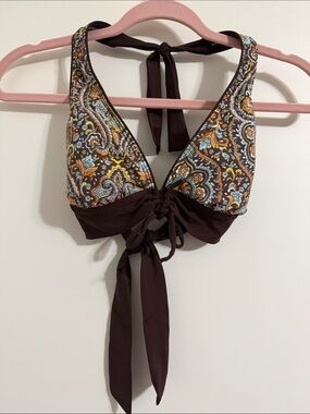 Tommy Hilfiger Brown Paisley Halter Bikini Top